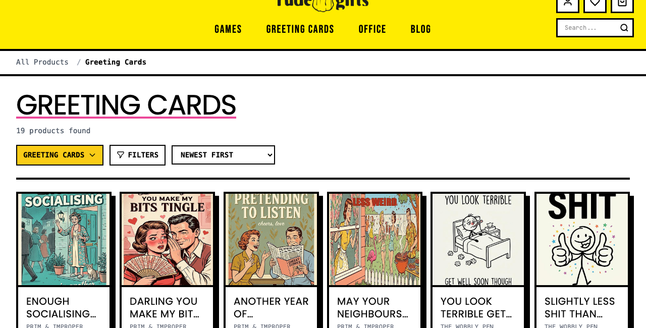 Your cards on display in the Rude Gifts marketplace